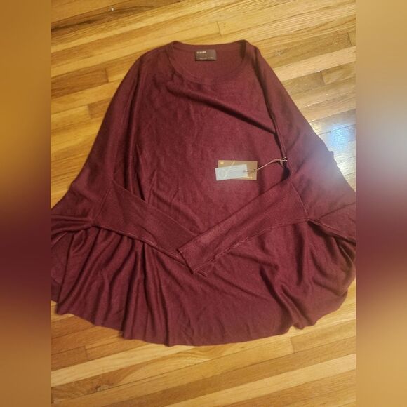 Kerisma Dolman Poncho Burgundy Wool Blend One Size (Fits Like S/M) Travel - Picture 2 of 7